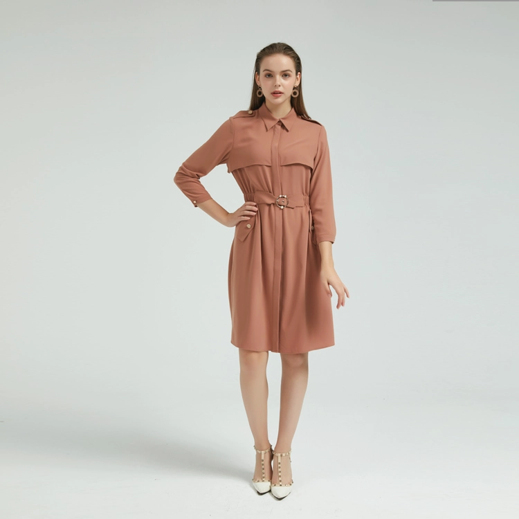 Senhora elegante vestido com cinto com mangas compridas China ODM