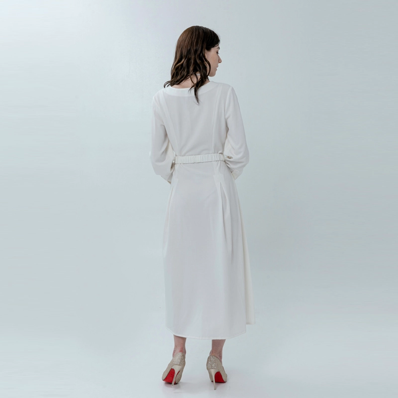 Maxi abito stile camicia camicia scollo a V con cintura