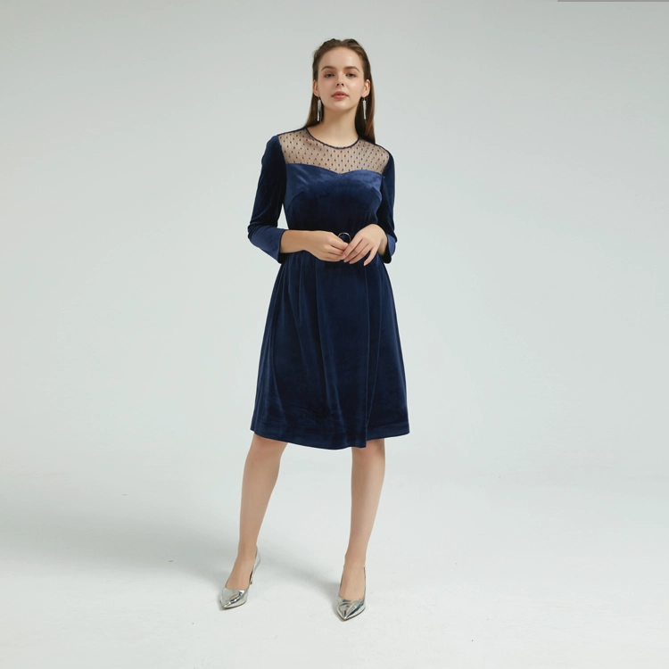 Abito da donna in velluto rifinito con Mesh China ODM