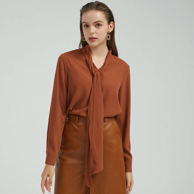 China Women Shirt with Tie Front China Supplier manufacturer
