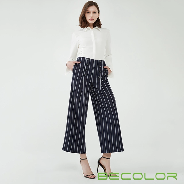 High Waist Striped Wide-leg Pants China Factory