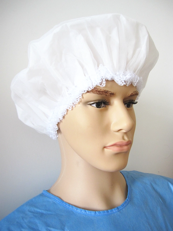China Beautiful White Disposable Shower Cap with Lace manufacturer