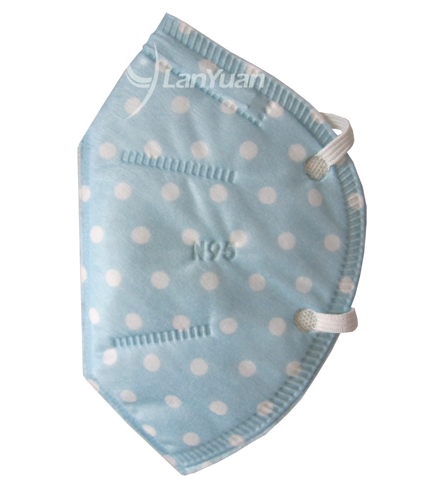 Blue Nonwoven Face Mask with White Dots Pattern and Valve