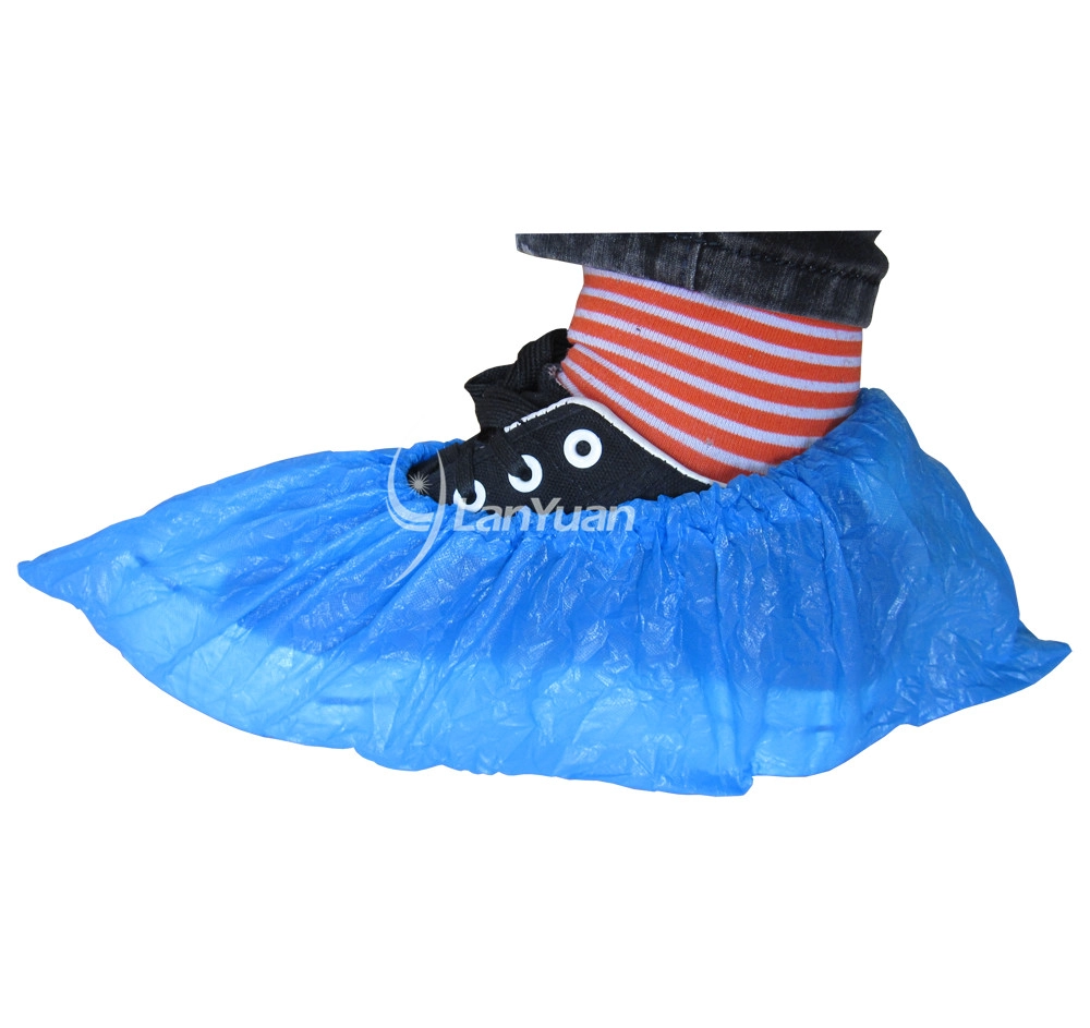 Blue Waterproof Disposable PE Shoe Cover