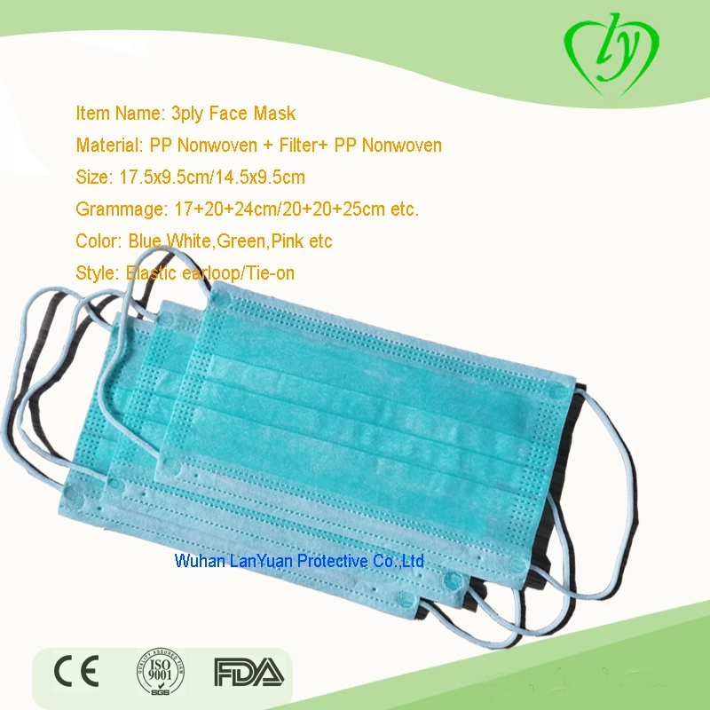 Disposable 3ply PP Nonwoven Face Mask with ear loop