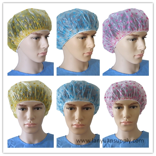 Disposable PE Shower Cap with Heart-shaped