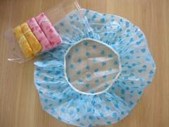 Disposable PE Shower Cap with Heart-shaped