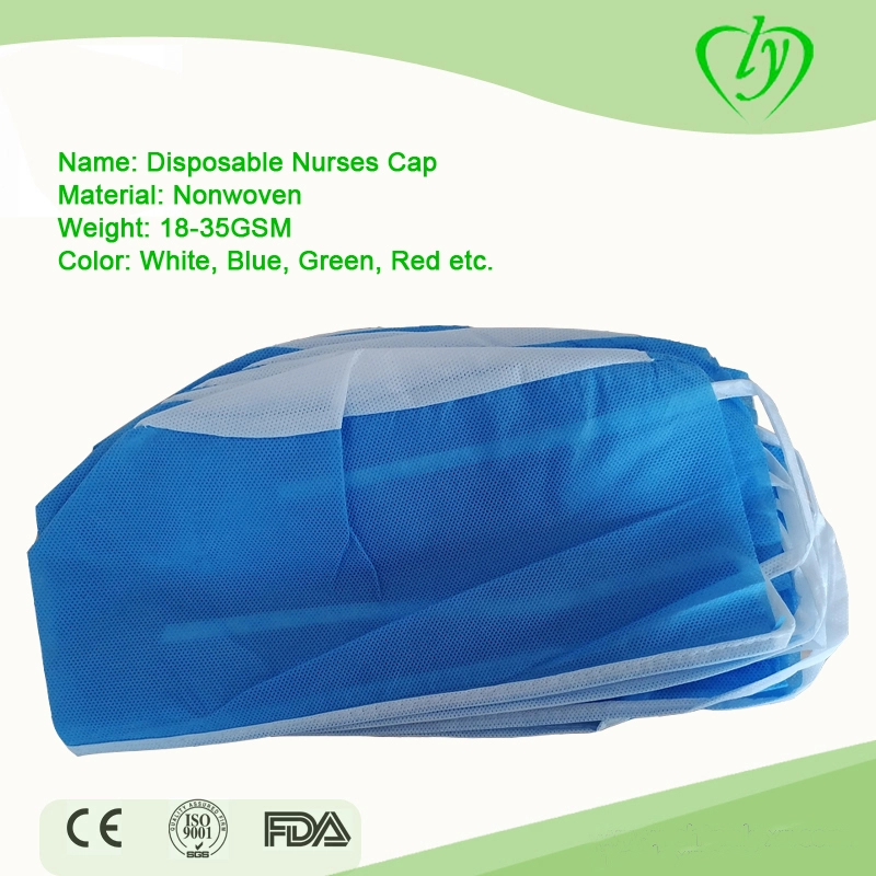 Disposable PP Nonwoven Surgical Nurse Bouffant Cap with Ties