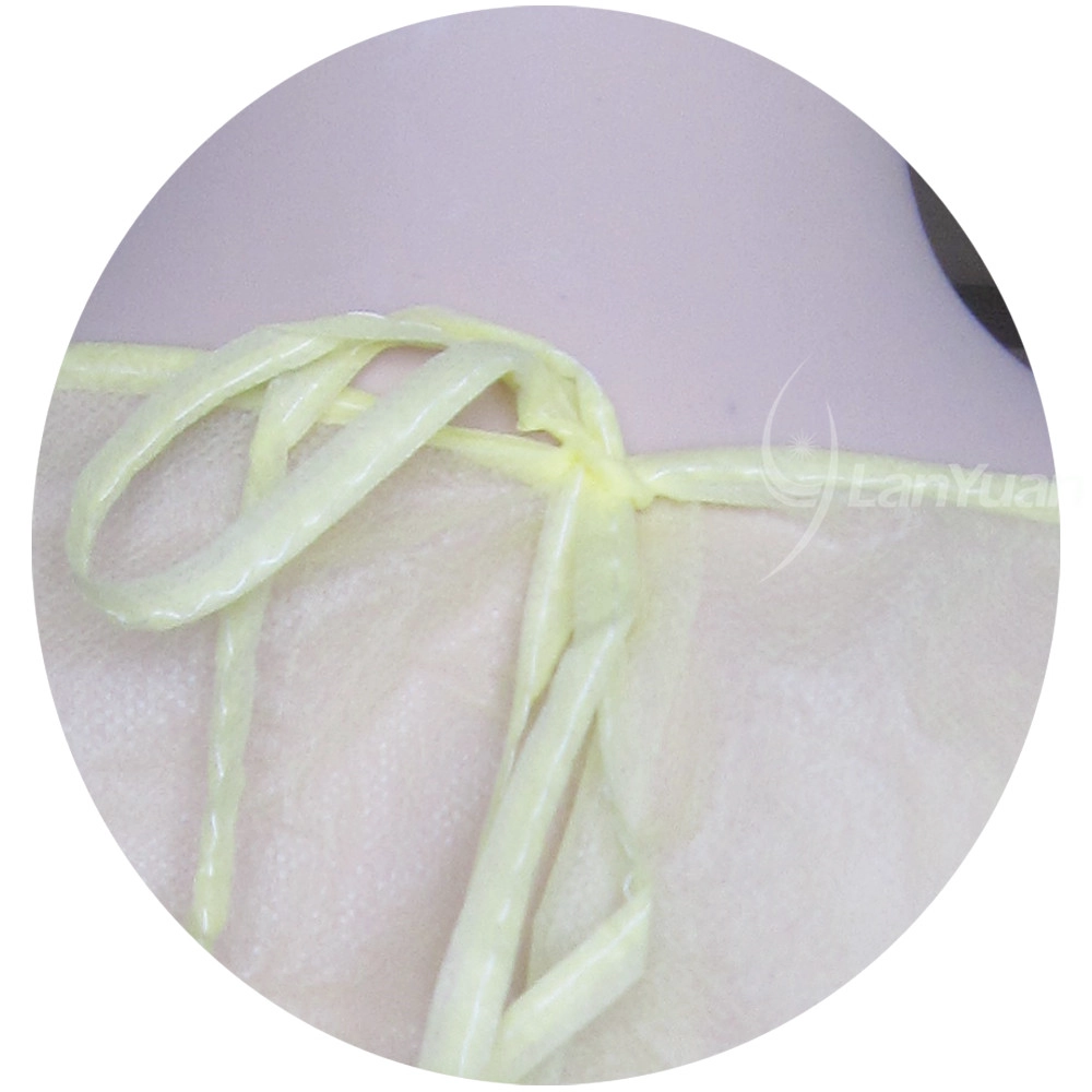 Disposable pp+pe Isolation Gown Yellow Color With Elastic Cuffs