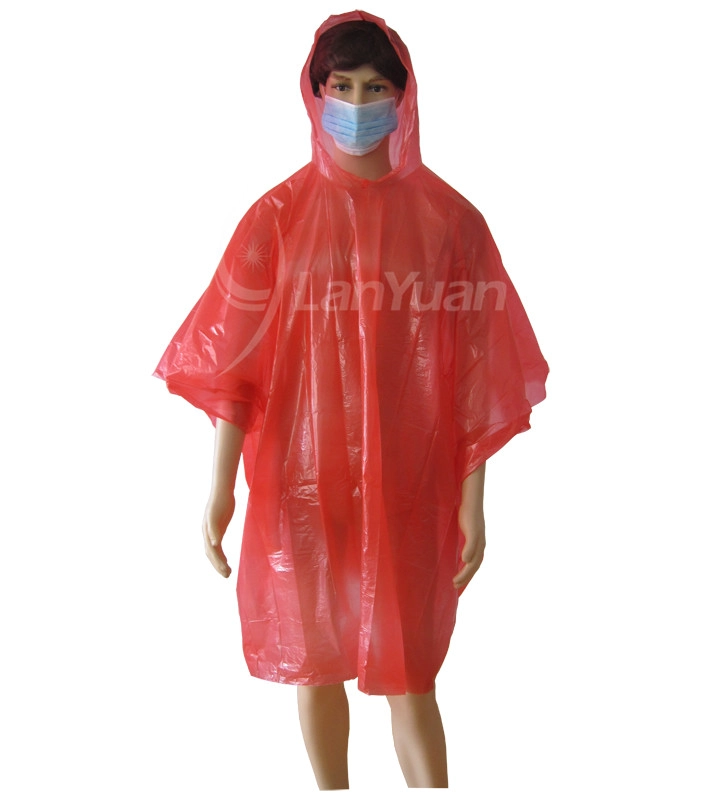 Emergency Disposable Red Rain Poncho with Hood - COPY - 29jpdj