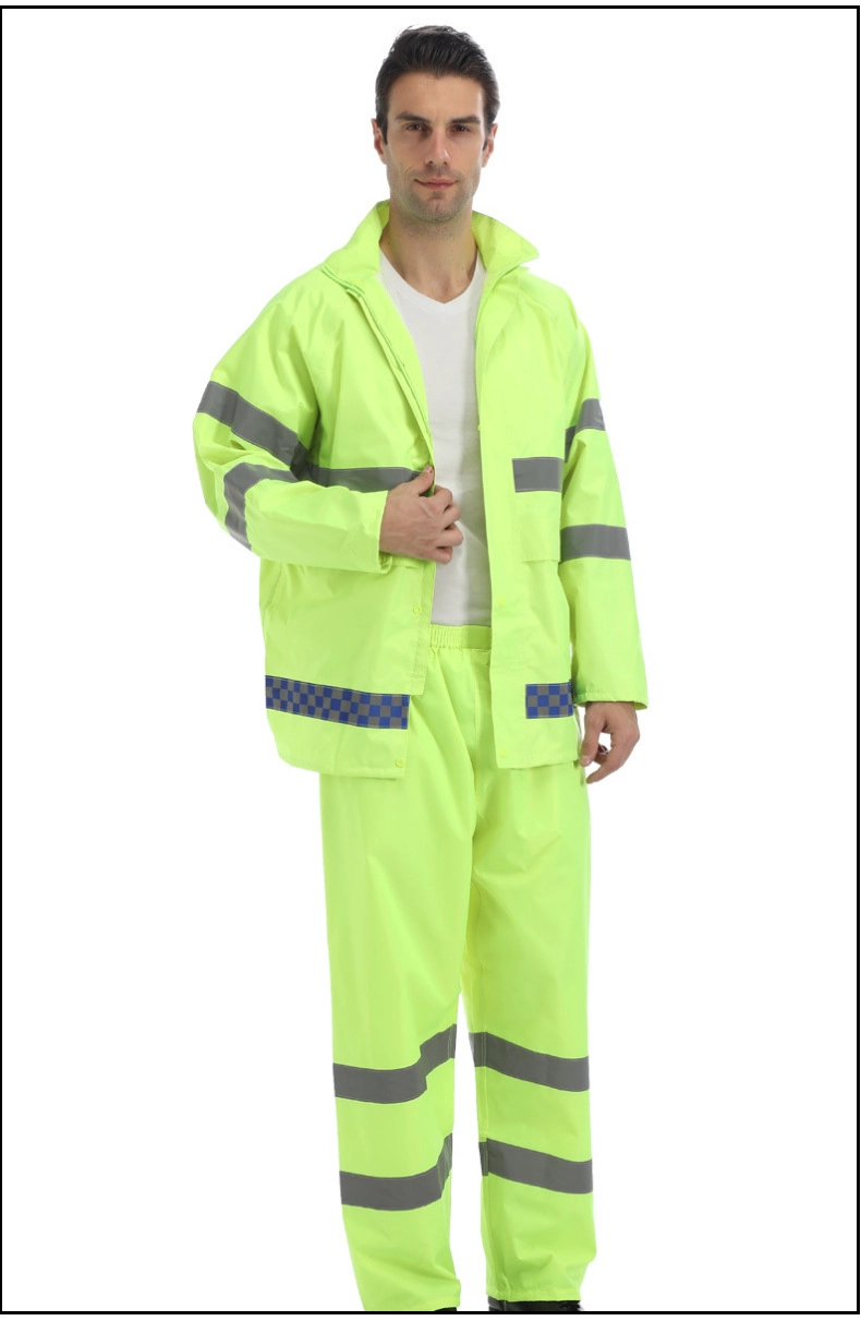 Fashion Design Waterproof Jacket Hooded PVC Polyester Raincoat Suit