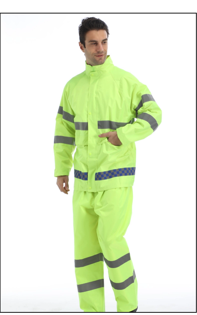 Fashion Design Waterproof Jacket Hooded PVC Polyester Raincoat Suit