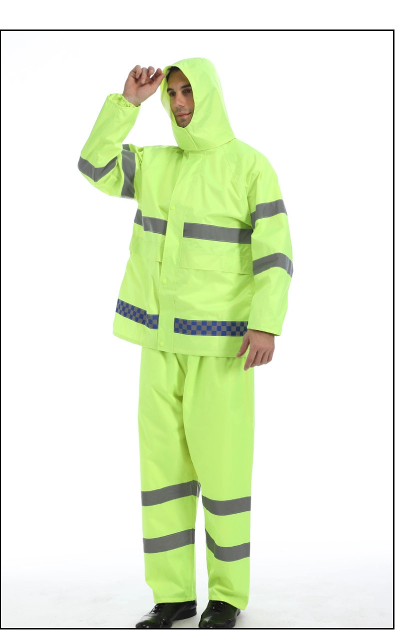 Fashion Design Waterproof Jacket Hooded PVC Polyester Raincoat Suit