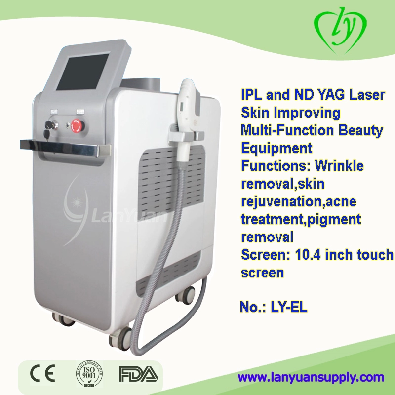 IPL وND YAG ليزر الجلد تحسين متعددة الوظائف معدات التجميل