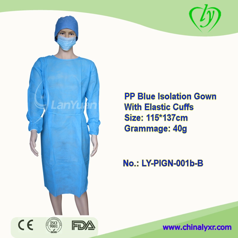 PP Blue Isolation Gown With Elastic Cuffs