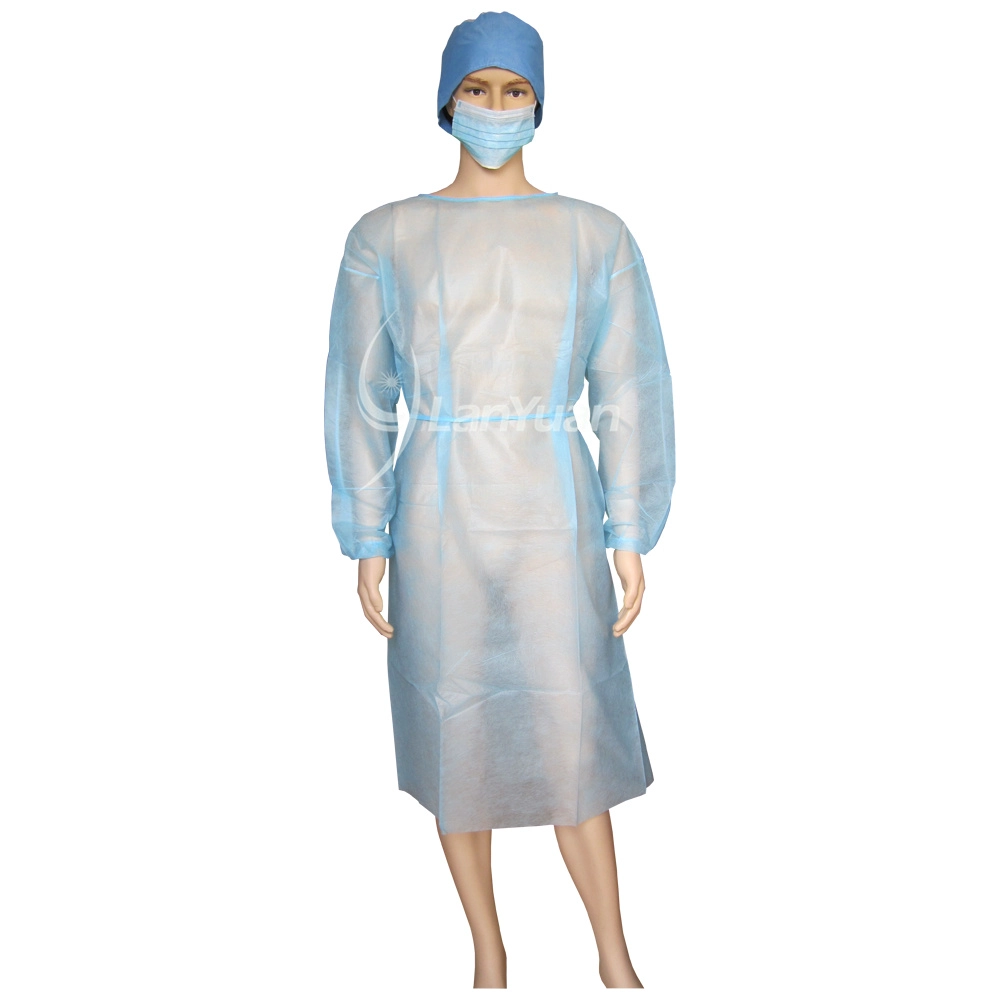 PP Light Blue Isolation Gown With Elastic Cuffs