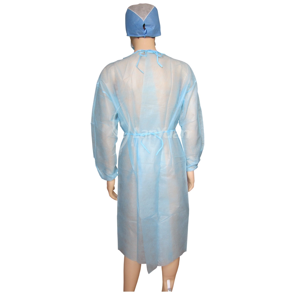 PP Light Blue Isolation Gown With Elastic Cuffs