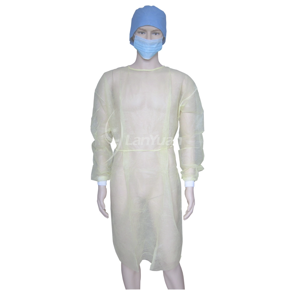 PP Yellow Isolation Gown With Knitted Cuffs