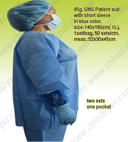 SMS Patient Suit with Short Sleeve in Blue