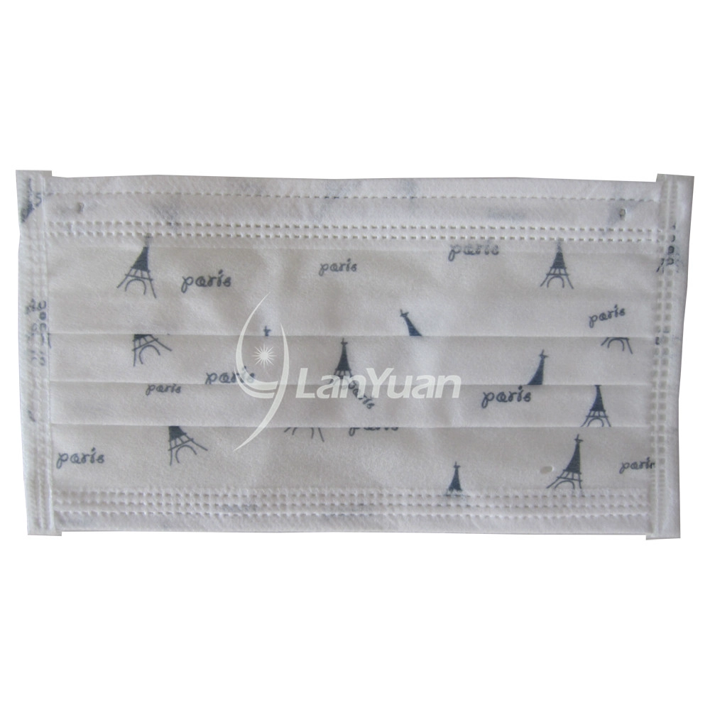 Single Piece Package White Nonwoven Face Mask with Towers Pattern