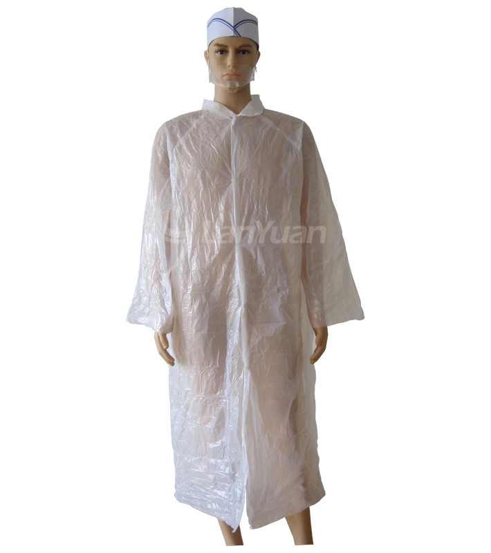 White Visitor coat Disposable Plastic Collar