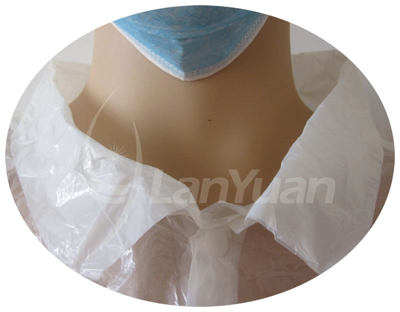 White disposable visit coat 3-button plastic collar waterproof