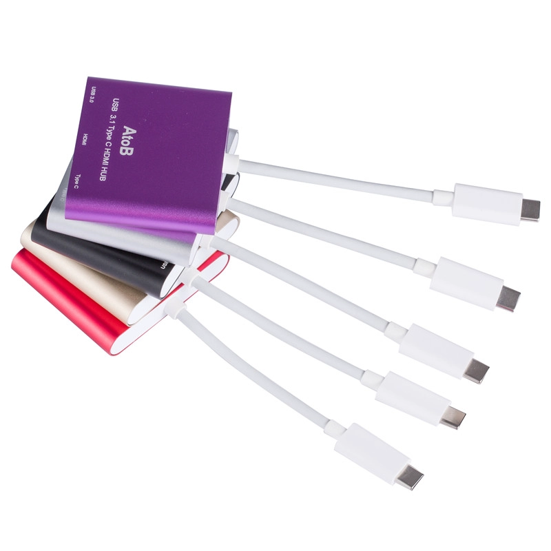 3Ports USB3.0 HDMI Type C HUB adapter