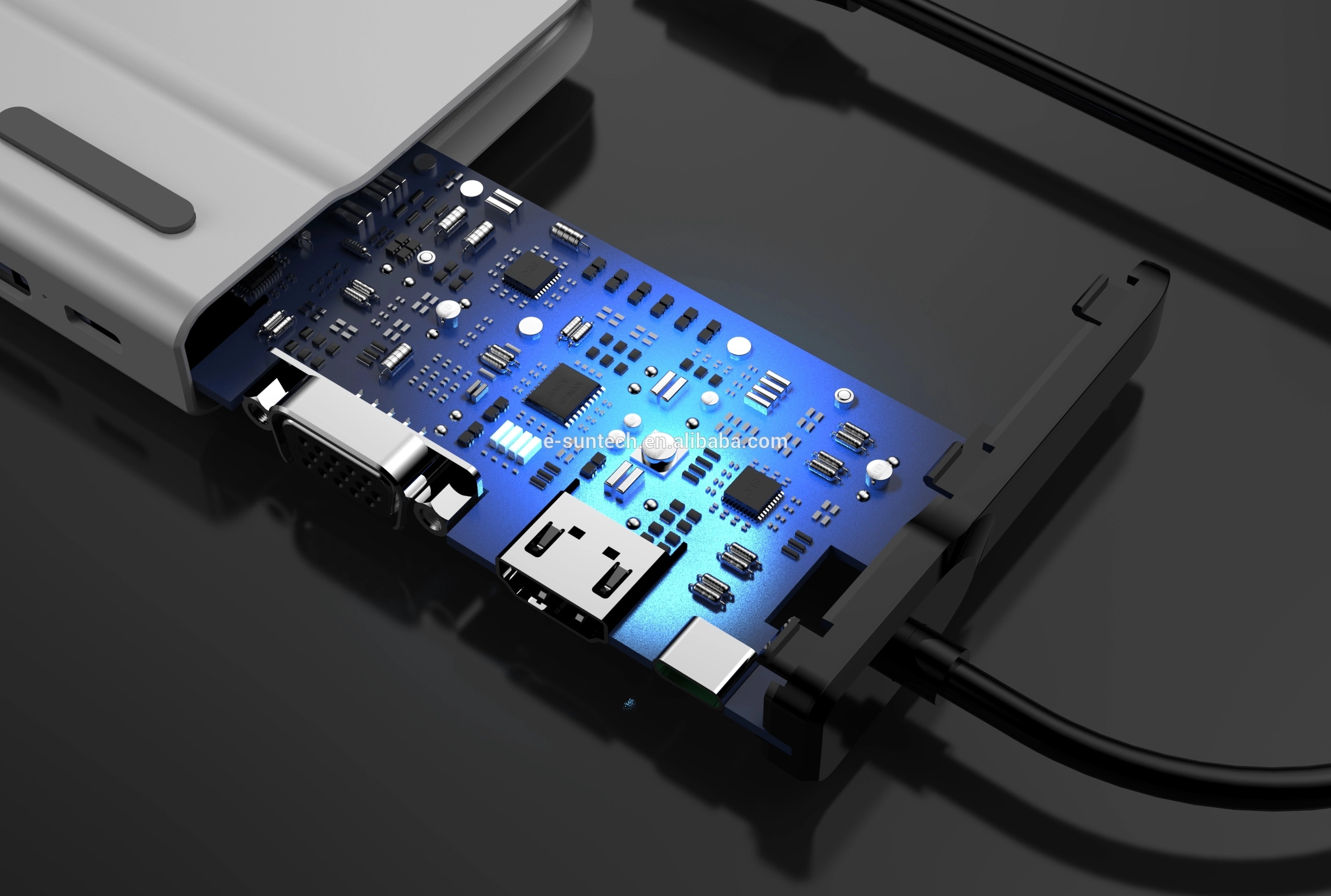 Концентратор 14 в 1 типа c Подключение к RJ45 с UHD VGA TF SD USB3.0 * 3 Аудиоразъем USB2.0 PD с Ethernet