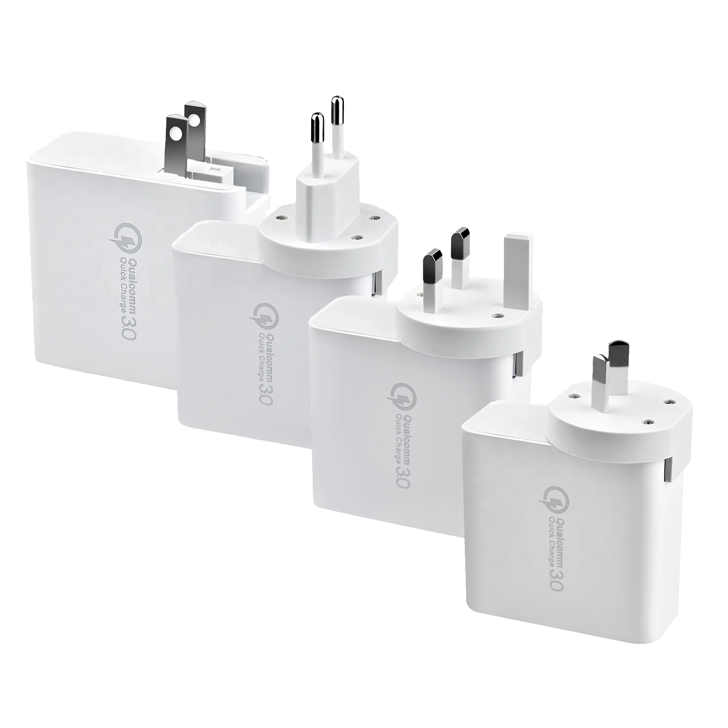 E-sun 48W PD Charger QC 3.0 Wall Charger 4 Port Universal Travel Adapter UK US EU Plug