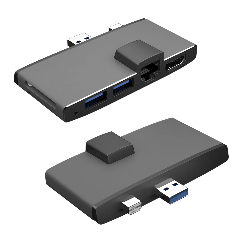 6 in 1 USB Hub Docking with Ethernet And USB Ports For Surface Pro Via USB3.0 & Mini DP Double Interface