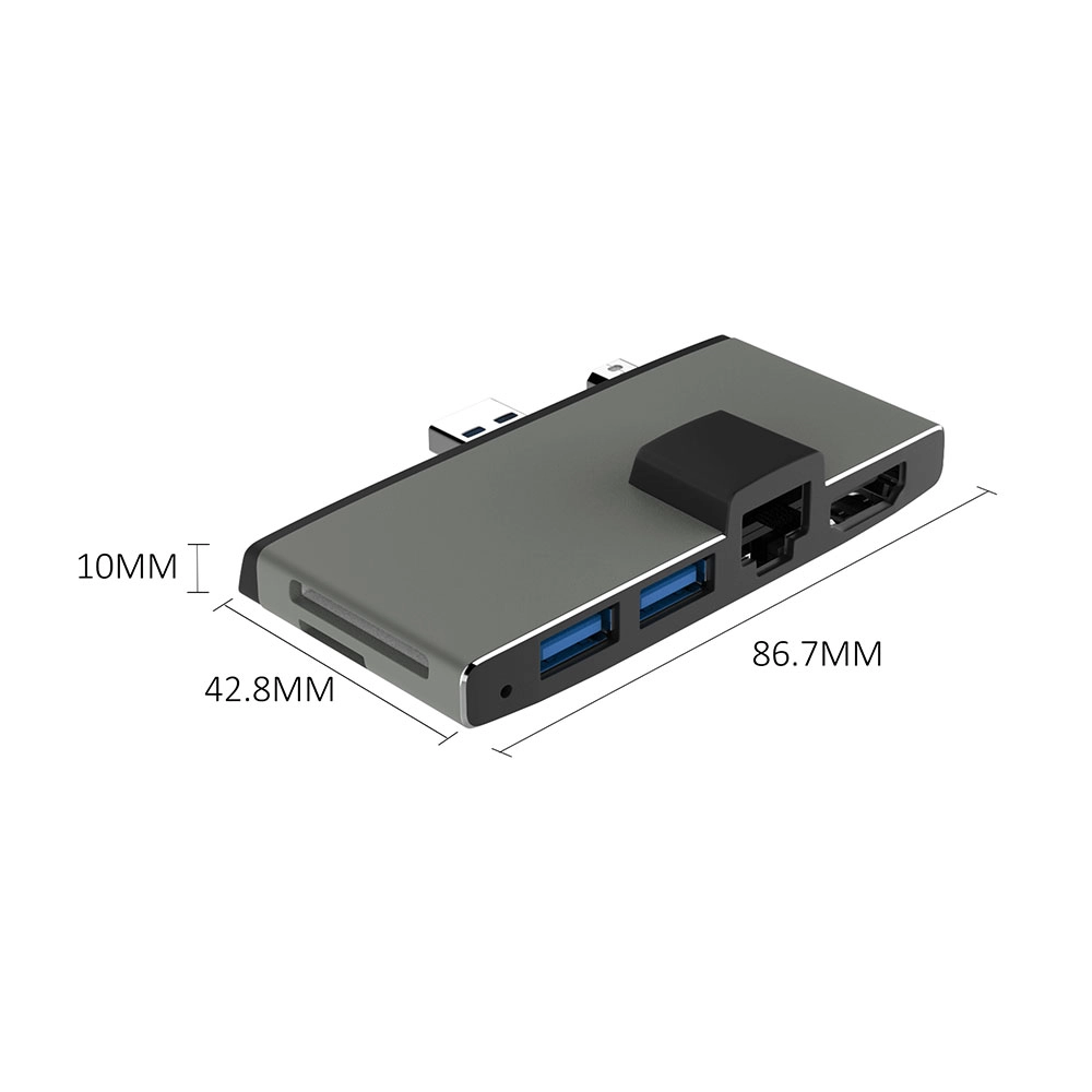 6 in 1 USB Hub Docking with Ethernet And USB Ports For Surface Pro Via USB3.0 & Mini DP Double Interface