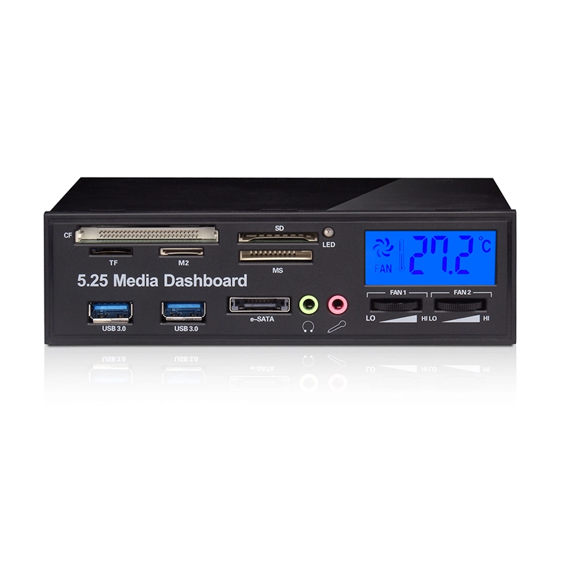 E-SUN 5.25"CD-ROM Multifunctional Media dashboard dash front panel with Sata/e-SATA/ USB2.0/3.0 hub with SD/MMC/MD/MS/XD/TF/M2