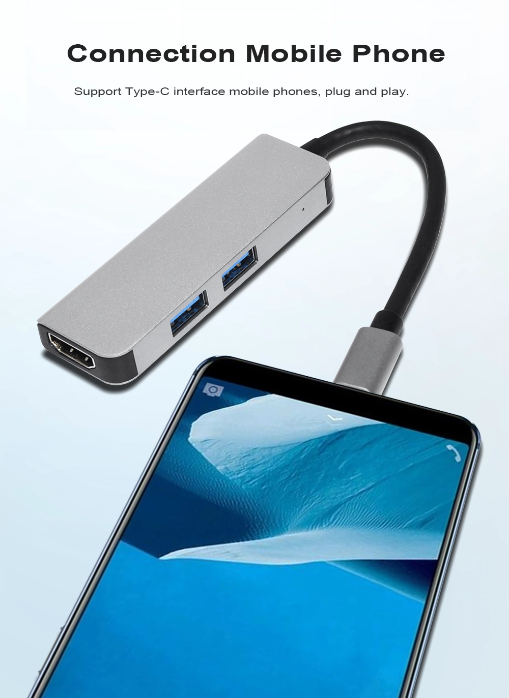 E-Sun 3 in 1 Type C USB C Hub Docking Adapter to 3.0 USB 4K UHD HUB For Type C Laptop