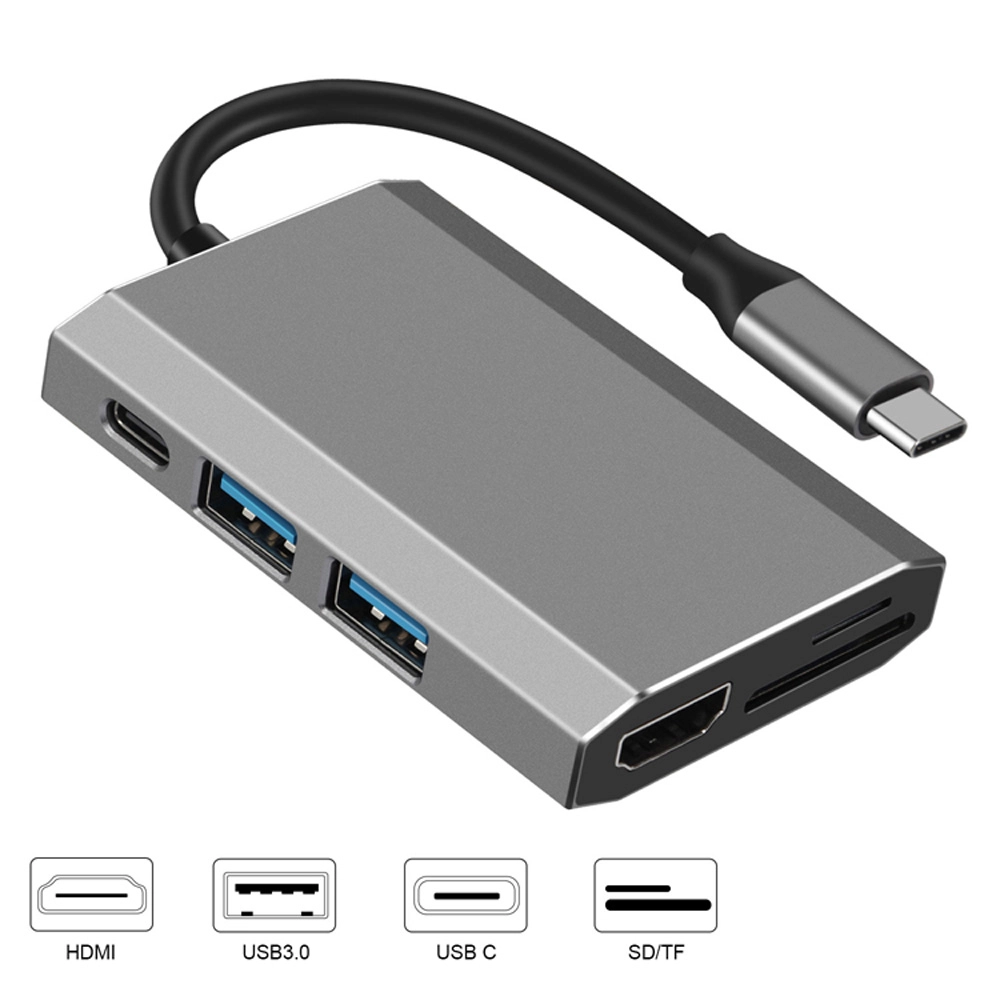 E-Sun 6 in 1 Type C USB C Hub Docking Adapter to 3.0 USB SD TF Card Reader 4K UHD HUB For Laptop