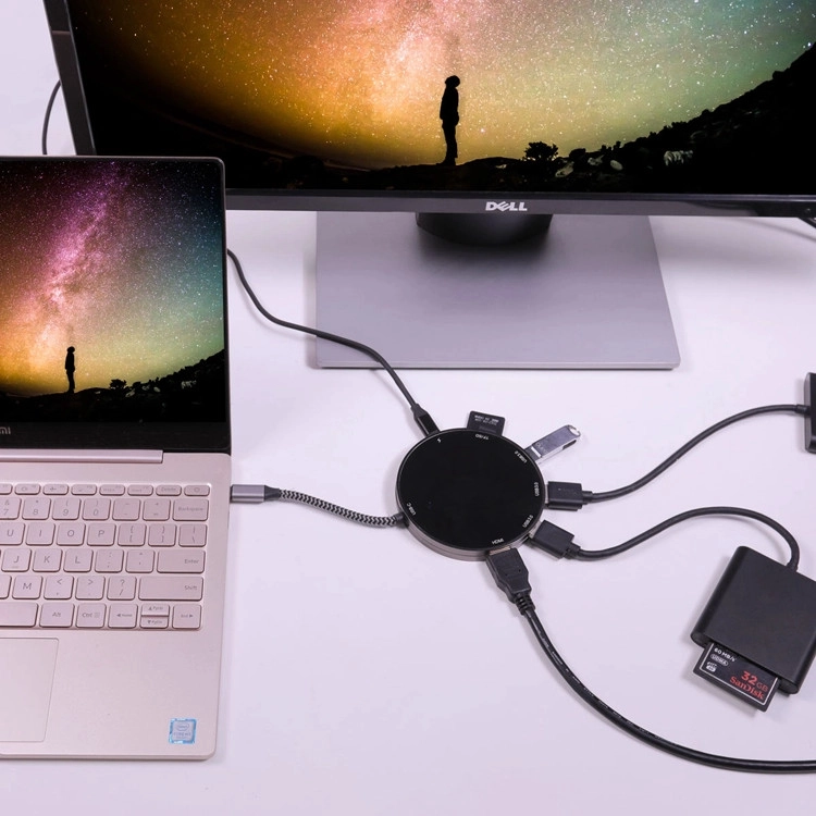 E-Sun USB C 9 in 1 Hub Docking Adapter to USB, SD, TF ,1.4 UHD