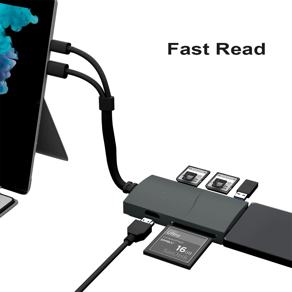 E-Sun Mini DP USB3.0 8 in 1 Hub Docking Adapter per CF6.0, SATA3.0 e 1.4 UHD per Surface Pro