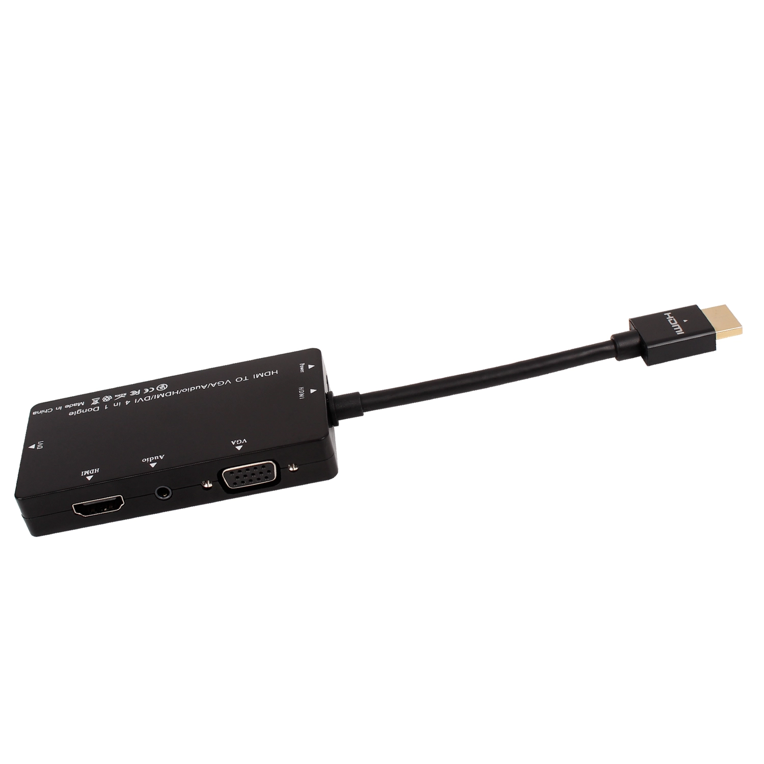 Switcher Splitter HDMI, 4 en 1 HDMI a VGA y HDMI y DVI y AUDIO