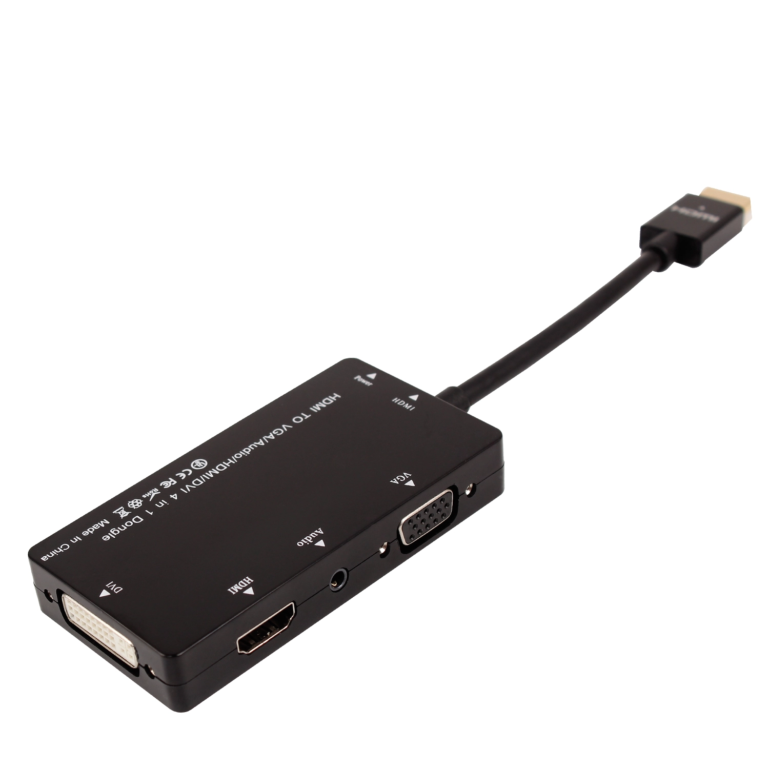Switcher Splitter HDMI, 4 en 1 HDMI a VGA y HDMI y DVI y AUDIO