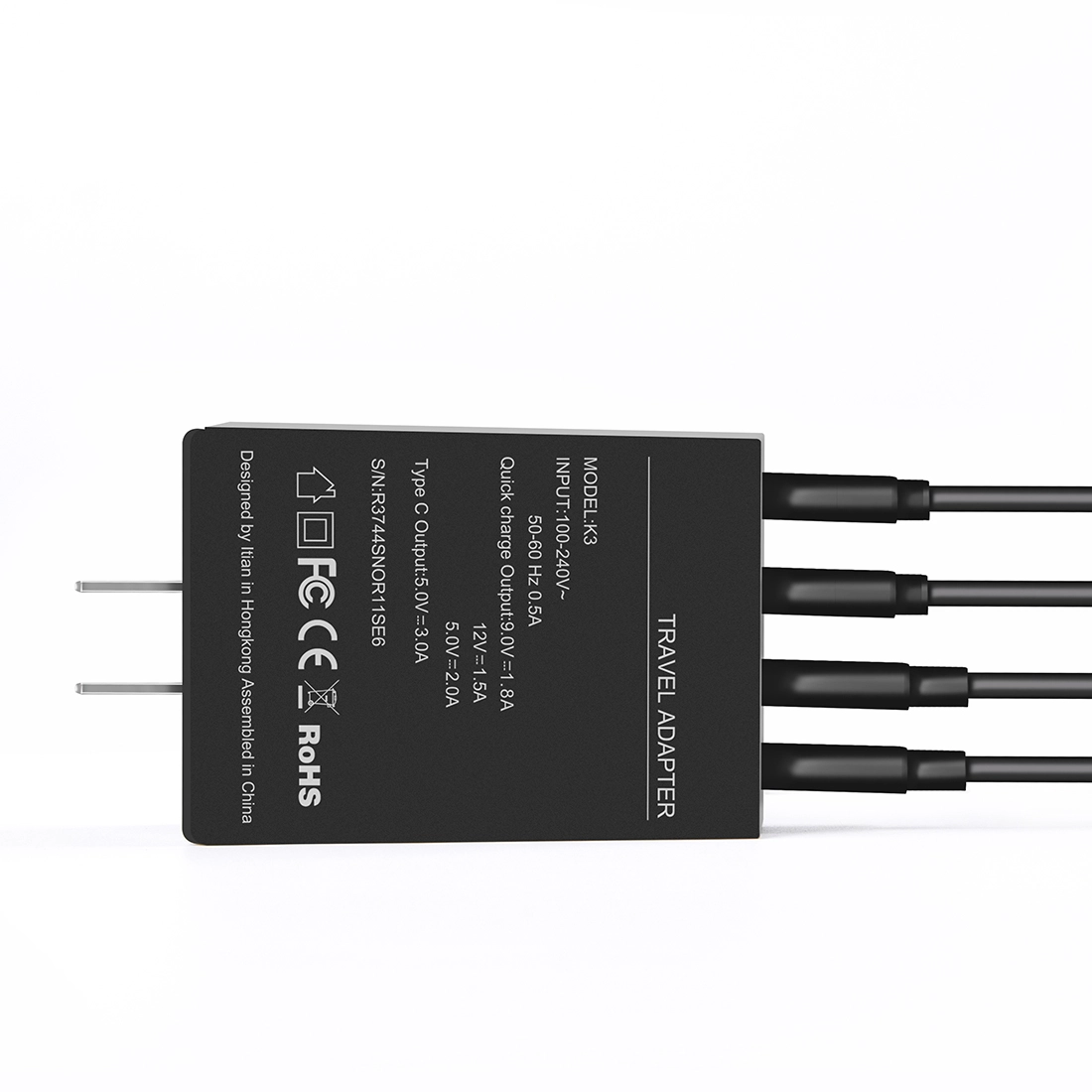 QC 3.0 тип-C x2 4-порт USB 50В высокопроизводительное зарядное устройство
