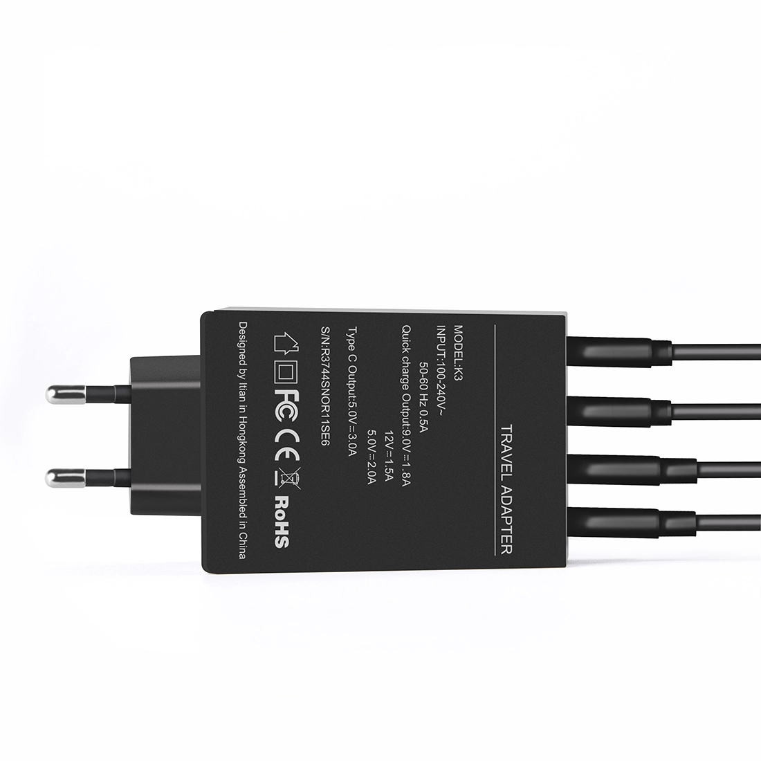 QC 3.0 тип-C x2 4-порт USB 50В высокопроизводительное зарядное устройство