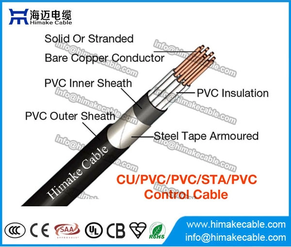 PVC isolou o cabo de controle blindado fita de aço de 450/750V 0.6/1KV