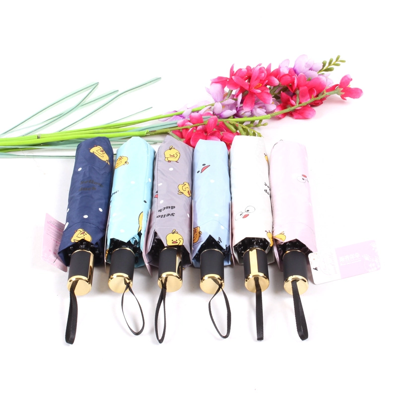 2020 Hot sale high quality custom pongee fabric 3fold umbrella promotional rain umbrella manual open