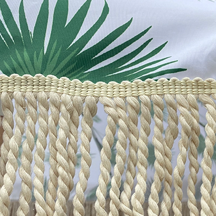 2022 New Arrival Customized Design Beach Wooden Umbrella with Tassel Beach Umbrella with Mat Sets