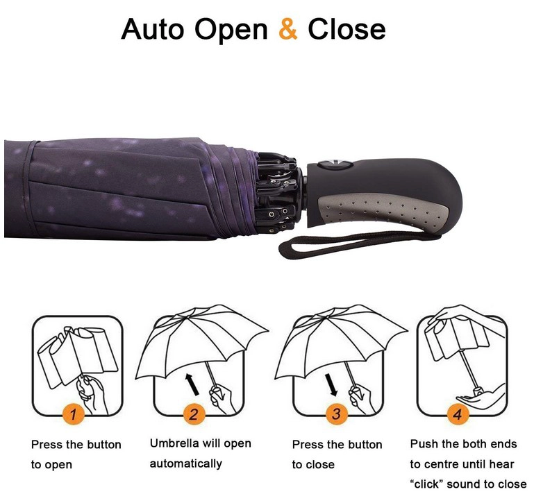 Parasol pliant tout temps extérieur auto ouvrir et fermer voyage pluie