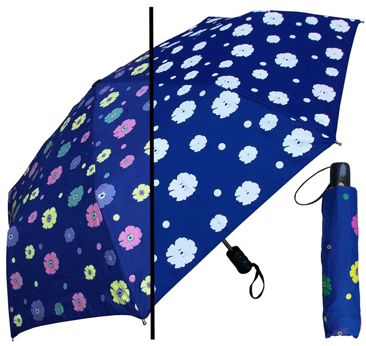 Custom Logo Ladies Sun Protection黑色紧凑型自动开合式3折叠伞