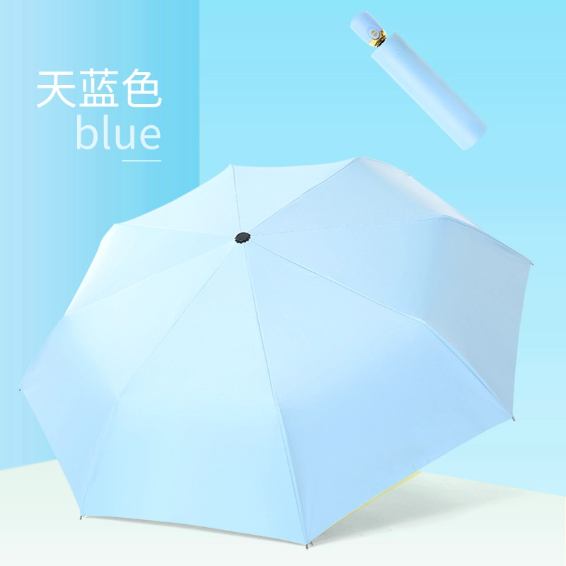 Custom auto open 3 fold umbrella with logo print Uv protection coating umbrella factory High quality