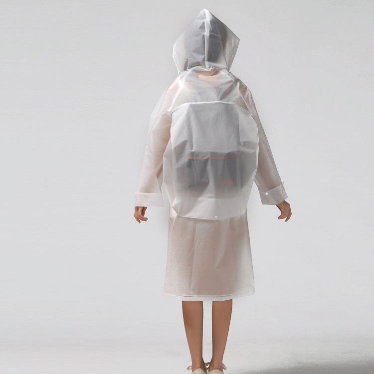 Fashion EVA Men And Women Poncho Jacket With Hood Ladies Waterproof Long Translucent Raincoat Adults Outdoor Rain Coat