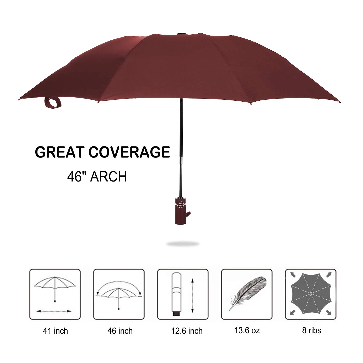 Fast Ship Fiberglasrahmen WINDDICHT Auto Open Close Folding Compact Reverse Umbrella