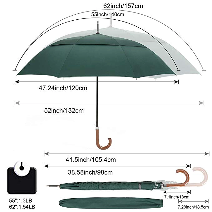 Hohe Qualität Große 54 / 62inch Auto Open UV Sonnenschutz Double Canopy Vented Windproof Classic Stock Umbrella