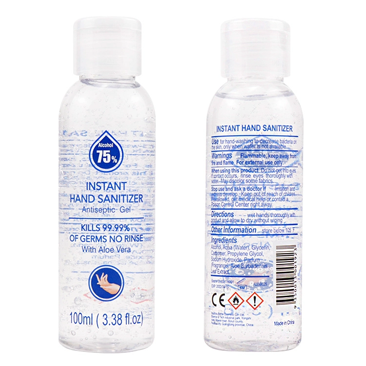 High quality 100ml 75% Alcohol Gel Hand Sanitizer Alcohol Hand Sanitizer Gel Antibacterial CE